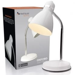 13 in. Oxford Classic White Desk Lamp with A15 LED Light Bulb Included, Reading Light for Home Nightstand, Warm White by Newhouse Lighting -Heath Zenith Shop white newhouse lighting desk lamps nhdk ox wh d4 1000