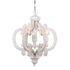6-Light Antique White Lantern Wood Chandelier by matrix decor