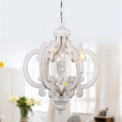 6-Light Antique White Lantern Wood Chandelier by matrix decor -Heath Zenith Shop wood matrix decor chandeliers md 90066110v c3 1000