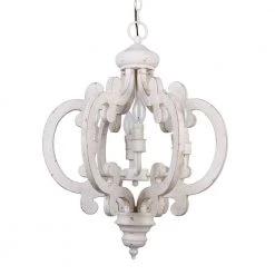 6-Light Antique White Lantern Wood Chandelier by matrix decor -Heath Zenith Shop wood matrix decor chandeliers md 90066110v fa 1000
