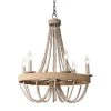 6-Light Wood Vintage Candle Chandelier by matrix decor -Heath Zenith Shop wood matrix decor chandeliers md bb8803 6110v 64 1000