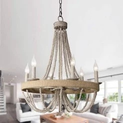 6-Light Wood Vintage Candle Chandelier by matrix decor -Heath Zenith Shop wood matrix decor chandeliers md bb8803 6110v c3 1000