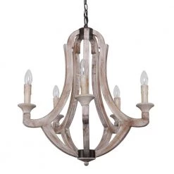5-Light Wood Vintage Candle Chandelier by matrix decor -Heath Zenith Shop wood matrix decor chandeliers md bb8805 5110v 4f 1000