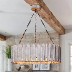 3-Lights Rustic Wood Shade Chandelier by matrix decor -Heath Zenith Shop wood matrix decor chandeliers md bb8813 3110v 31 1000