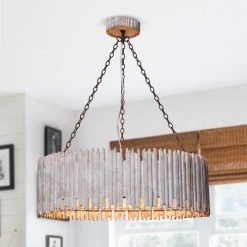 3-Lights Rustic Wood Shade Chandelier by matrix decor -Heath Zenith Shop wood matrix decor chandeliers md bb8813 3110v 4f 1000