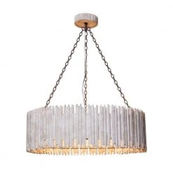 3-Lights Rustic Wood Shade Chandelier by matrix decor
